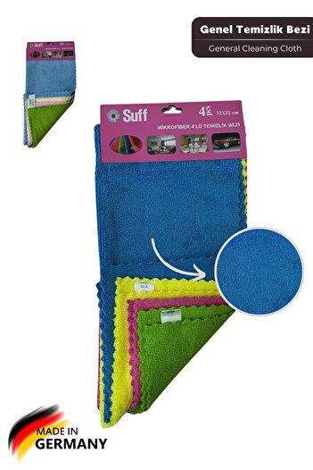 Suff Rose General Purpose Microfiber Cleaning Cloth Set of 4 32 X 32 cm