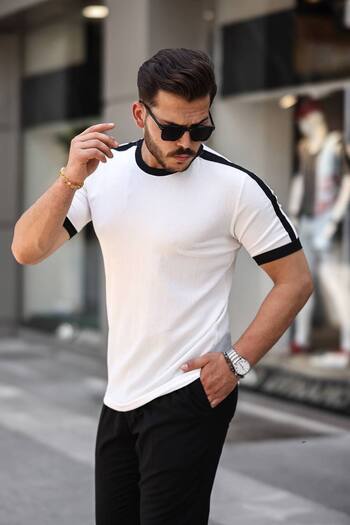 CAN Crew Neck Piece Wrapped Fabric Tshirt
