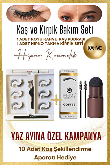 hıpno cosmetıc Takma Kirpik Seti & Kahverenk Kaş Pudrası