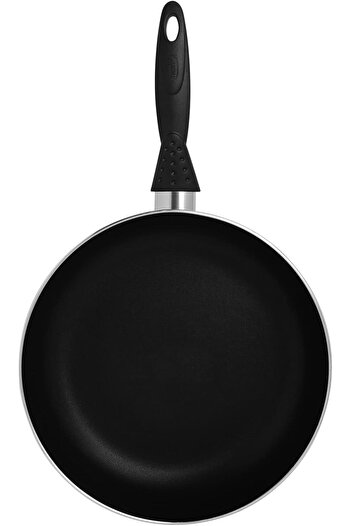 Trust Pro Non Stick Fry Pan With Glass Lid & 2 Layered Aluminium Coating, 28 cm, Brown