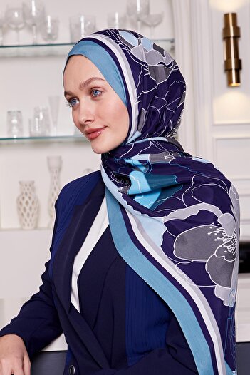 Levidor Turquoise Flower Pattern Royal Shawl