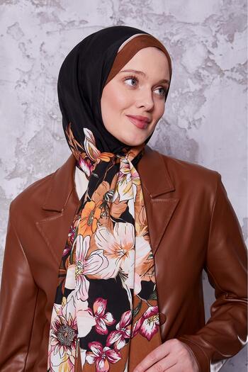 Levidor Coffee Edge Flower Pattern Royal Shawl