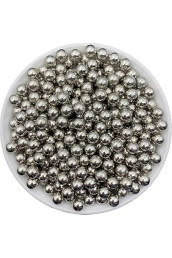 PASAMİA 8 mm Silver Color Non-Perforated Pearl 25 g (80-85 Pcs)