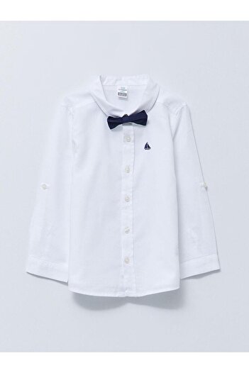 LC Waikiki Long Sleeve Embroidery Detailed Cotton Baby Boy Shirt and Bow Tie 2-Piece Set (S2)