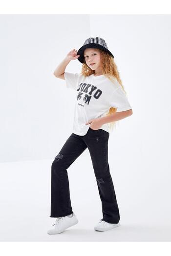 LC Waikiki Ripped Detailed Spanish Leg Girl's Jean Trousers