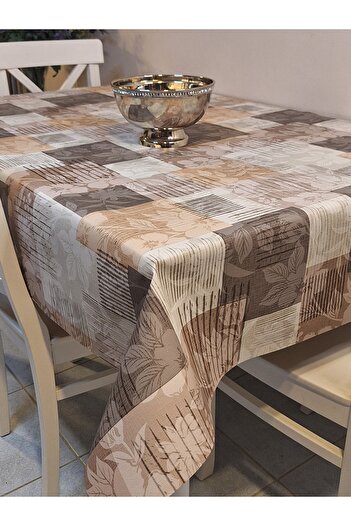 Başak Ev Tekstili Fiber Pvc Oilcloth - Patterned Erasable Tablecloth (Brown)
