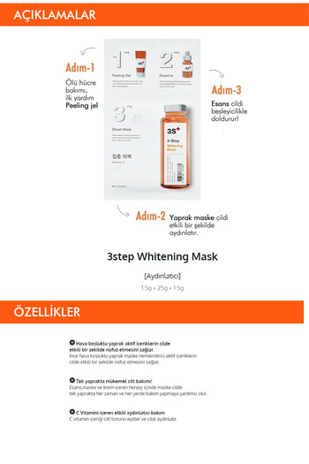 Missha 3 Aşamalı Aydınlık Görünüm Sağlayan Maske 3 Step Whitening Mask