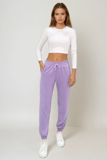 VAGGON Women's Lilac Elastic Two Thread Sweatpants Urt8090