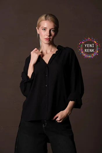 Maule Black Cotton Viscose Freshness of Summer Comfortable Fit Non-Sweat Natural Fabric Summer Women's Shirt @Asli