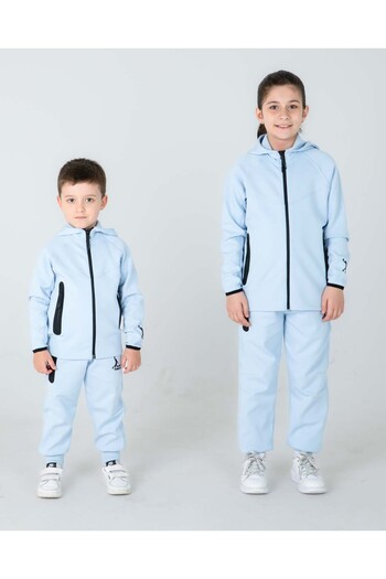 Black One Boy/Girl's Hooded Licra Tracksuit Suit