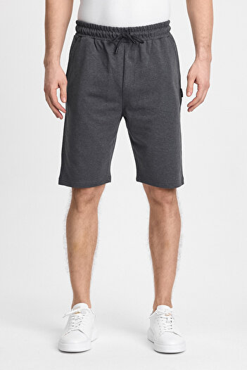 COMEOR Men's Anthracite Shorts - Side Pockets, Elastic Waist, Regular Fit, Relaxed Cut