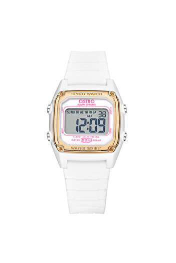 Astro A23928-PPWS Kids Digital Display Watch & Silicone Strap White