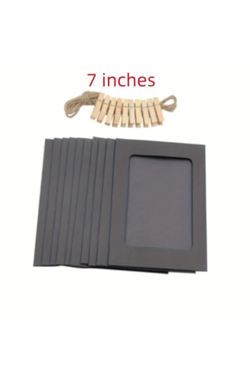Choice Black-7 Inches 10pcs Photo Cardboard Picture Frame, DIY Paper Photo Frame With Wooden Clips, Wall De