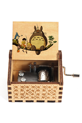 Choice green Wooden painted music box, Totoro music gift, ornament, light luxury wooden hand cranked music