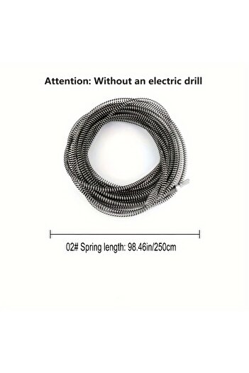 Choice 250cm Heavy-Duty Electric Drain Cleaner Spring Tube Dredger Household Plumbing Unclogs Toilets Sinks