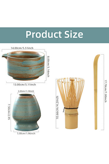 Choice Blue 4PCS Japanese Matcha Tea Set Safe Bamboo Whisk Teaspoon Tea Sets Indoor Beverage Shop Tea-makin
