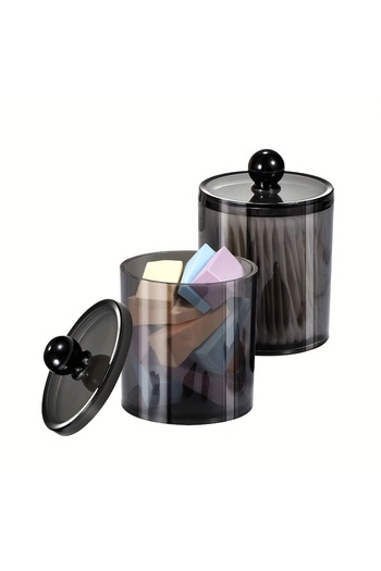 Choice Black 2pcs 2/3/4 Pack Qtip Dispenser Apothecary Jars Bathroom Jar 10 oz Black Plastic Holder Storage