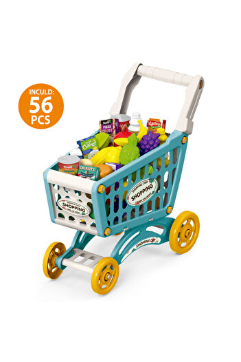 Little Story Role Play Market Shopping Cart Toy Set (56 Pcs)-Green