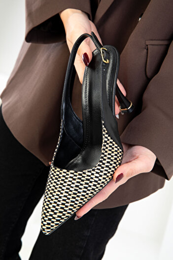 SOHO Black-Beige Women's Classic Heeled Shoes 20271