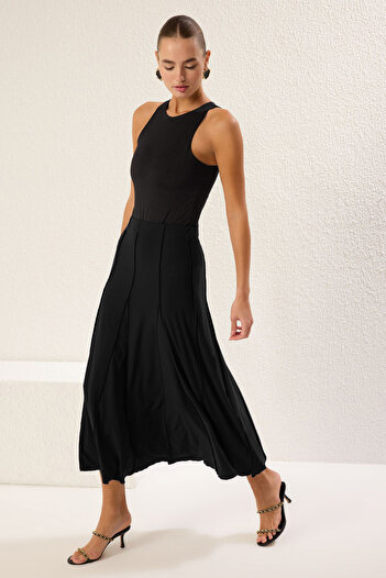 Trendyol Collection Чорна спідниця Godeli Stretch Maxi Orme TWOAW25ET00156