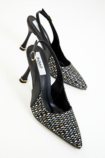 SOHO Black-White Women's Classic Heeled Shoes 20271