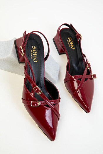 SOHO Claret Red Patent Leather Women's Classic Heeled Shoes 19105