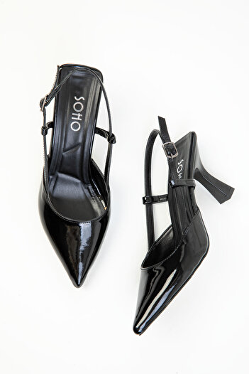 SOHO Black Patent Leather Women's Classic Heeled Shoes 20256
