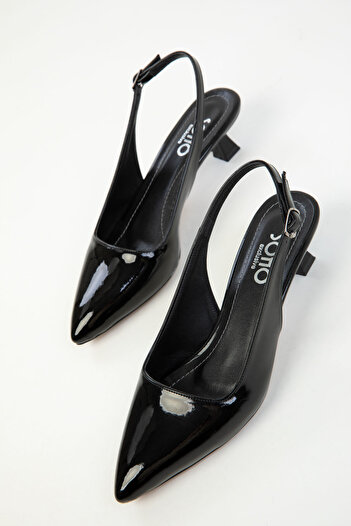 SOHO Black Patent Leather Women's Classic Heeled Shoes 20285