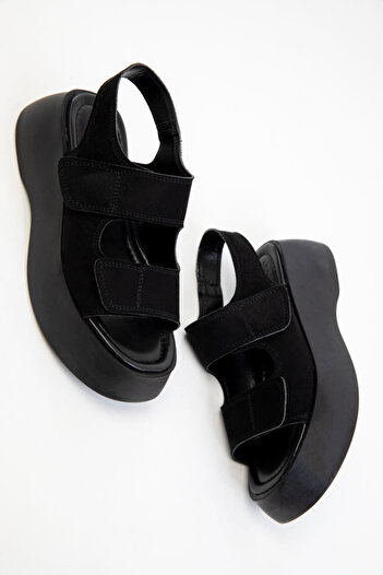 SOHO Black Suede Women's Sandals 18982