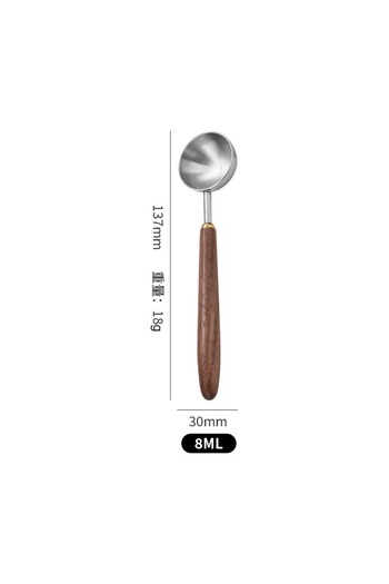 Choice 8ml 25ml Wooden Handle Stainless Steel Coffee Scoop Tablespoon Measuring Spoon Walnut Wood Long Hand