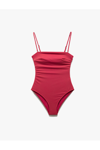 Koton Matte Fabric Strapless Swimsuit