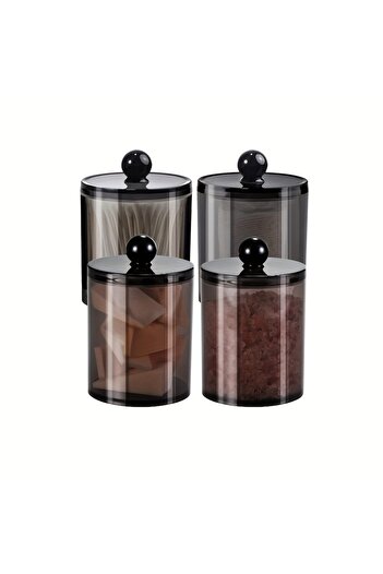 Choice Black 4pcs 2/3/4 Pack Qtip Dispenser Apothecary Jars Bathroom Jar 10 oz Black Plastic Holder Storage