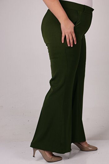 Eslina 29031 Plus Size Flared Trousers - Khaki