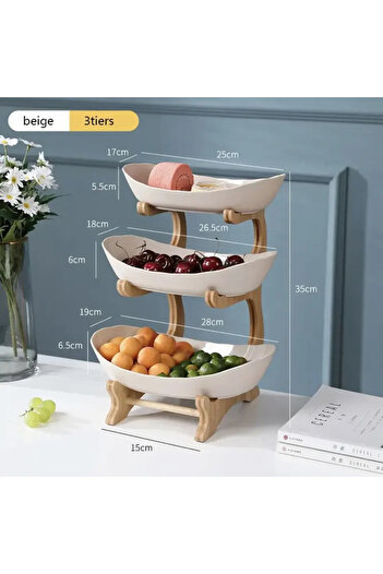 Choice Pink L Double/Three layer Modern Wooden Living Room Multi-layer Snack Net Plastic Fruit Plate Wooden