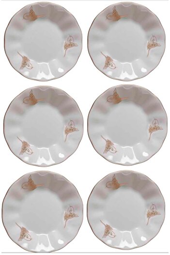 DUKKANI ISTANBUL Porcelain Tea Plate 6 Seater Tea Plates with Novice Pattern