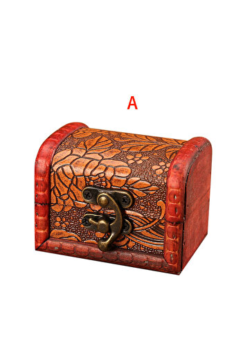 Choice A 1PCS Jewelry Box Vintage Wood Handmade Box With Mini Metal Lock For Storing Jewelry Treasure Pearl