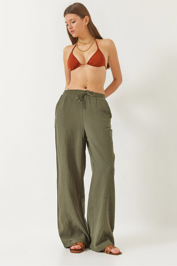 Bianco Lucci Muslin Colored Palazzo Women's Trousers - 80130 60271038