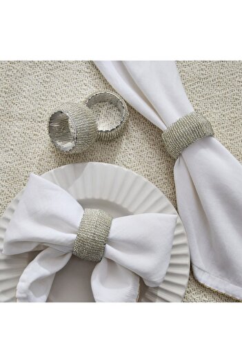 Home Box Blaze Beaded 4-Piece Napkin Rings Set 5 cm