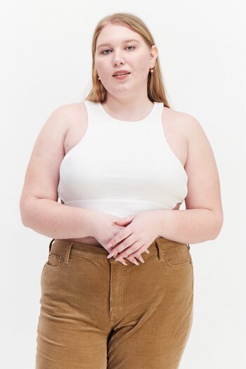 NA-KD Anika Teller x Women Round Neck Ribbed Tank Top, White