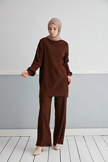 NİSUM MODA Self Patterned Knitting Suit
