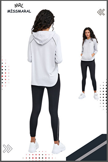 missmaral Women's Tracksuit Set Silver Gray Sports Tunic & Slim Fit Leggings Diving Fabric Sports And Casual 3060