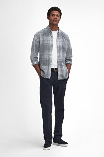 Barbour Blair Tailored Tartan Kadife Gömlek Tn21 Blue Granite