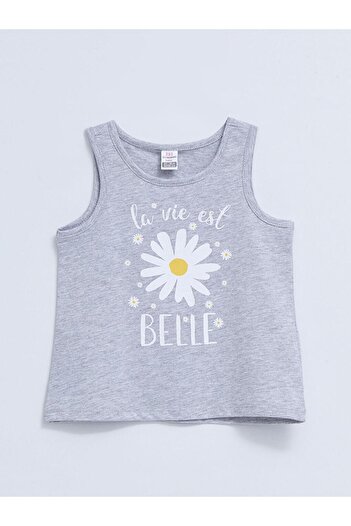 LC Waikiki Crew Neck Printed Baby Girl Undershirt