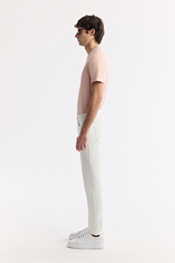 Avva Men's Ecru Cotton Berlin Slim Fit Jean Pants A51Y3551