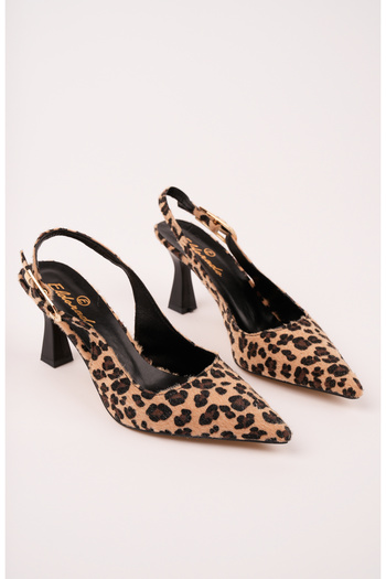 meyra'nın ayakkabıları Women's Leopard Buckle Open Back Heeled Shoes