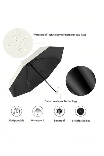fulina Travel Umbrella,8 Ribs Lightweight Portable Umbrella,Pocket Umbrella for Girls and Women White