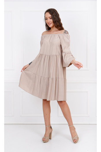 Sense Long Sleeve Madonna Collar Dress| Elb32691 K.mink