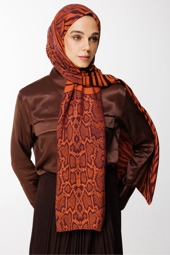 Mooncorn Riad Pattern Double Sided Shawl Purple-Orange