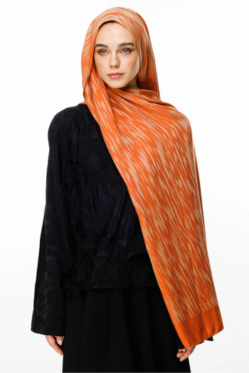 Mooncorn Selis Pattern Rectangular Shawl Name: Mink-Cinnamon