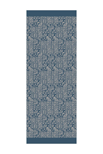 Mooncorn Henna Pattern Double Sided Shawl Petrol Blue-Beige